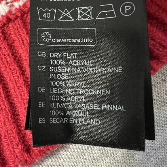 H&M Ugly Christmas Sweater Womens Small Red Pink Fair Isle HoHoHo Cat - Picture 7 of 10